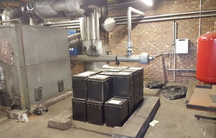 Ground Source Review: Stakeford Depot & Riverside Centre - Depot Boiler Room Before Ground Source Heat Pump Installation