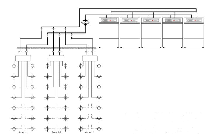 Ground Source Review: Stakeford Depot & Riverside Centre -Ground Source Heat Pump Borehole Ground Array Configuration- Ground Source Heat Pump System and Borehole Configuration