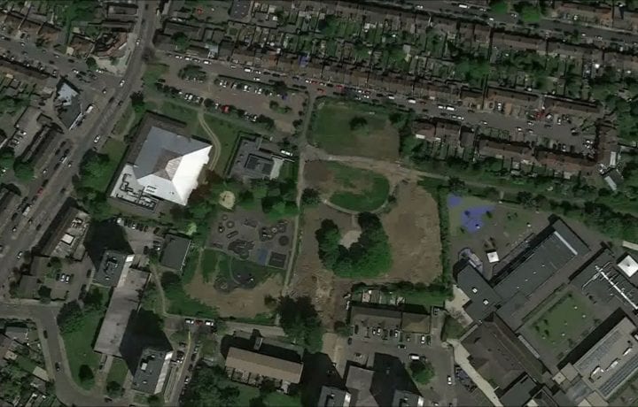 England's largest district ground source heat pump system visible from space - featuring Kensa Heat Pumps, ENGIE, and Enfield Council