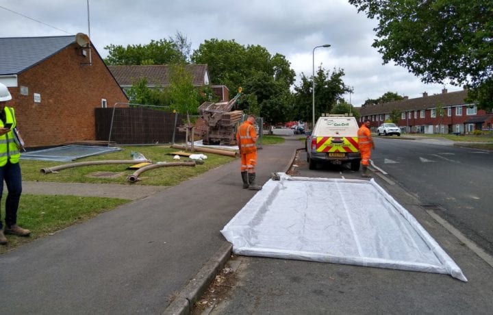 Setting up the work area - Cuddesden Way - 10.08.2020