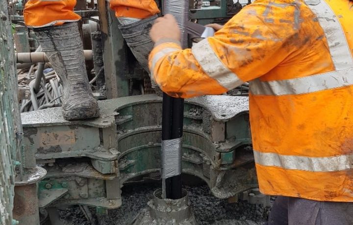 Loop being prepared prior to dropping into the heat pump borehole - 3.09.20